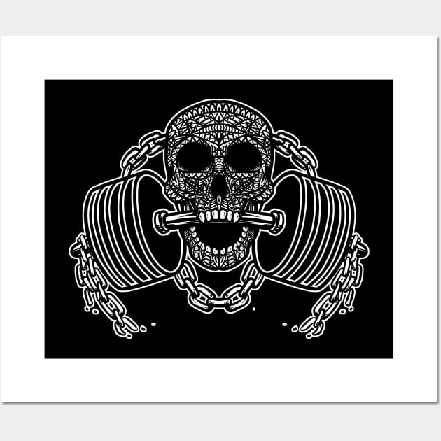 Barbell Skull Wall Art by Barabarbar artwork